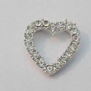 Crystal Sliver Stainless Steel  Heart Rhinestone Pendant